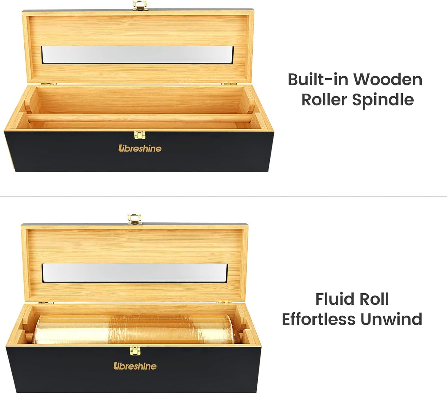 Black 18 Inch Commercial Plastic Wrap Dispenser with Cutter & Roller - Heavy Duty 3000ft Film & 1000ft Foil Holder - Fits Butcher, Freezer, Kraft Paper for Restaurant Kitchen Food Service