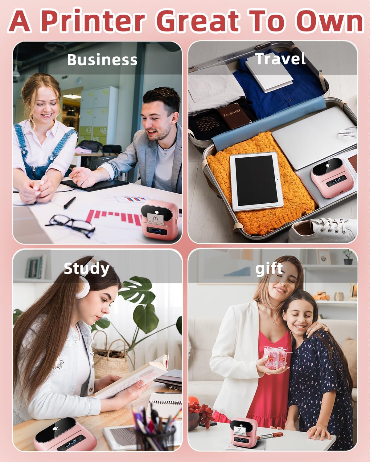 Phomemo M220 Bluetooth Label Maker Machine,Label Printer for Small Business, Office, Home & School, Portable Label Maker with 700+ Templates,400+ Fonts,6000+ Icons, Compatible with Phone, PC