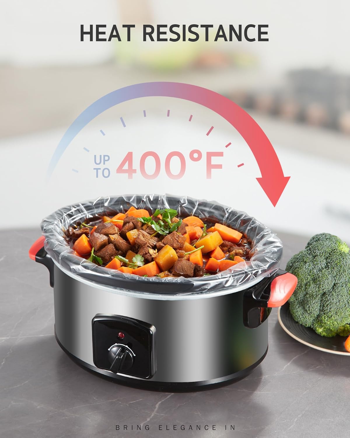 Syntus Crock Pot Liners, 20 Count 13" x 21" Large Size Slow Cooker Liners Fits 3-8 Quart Pots, Disposable Cooking Bags Suitable for Oval & Round & Retangular Crock Pot