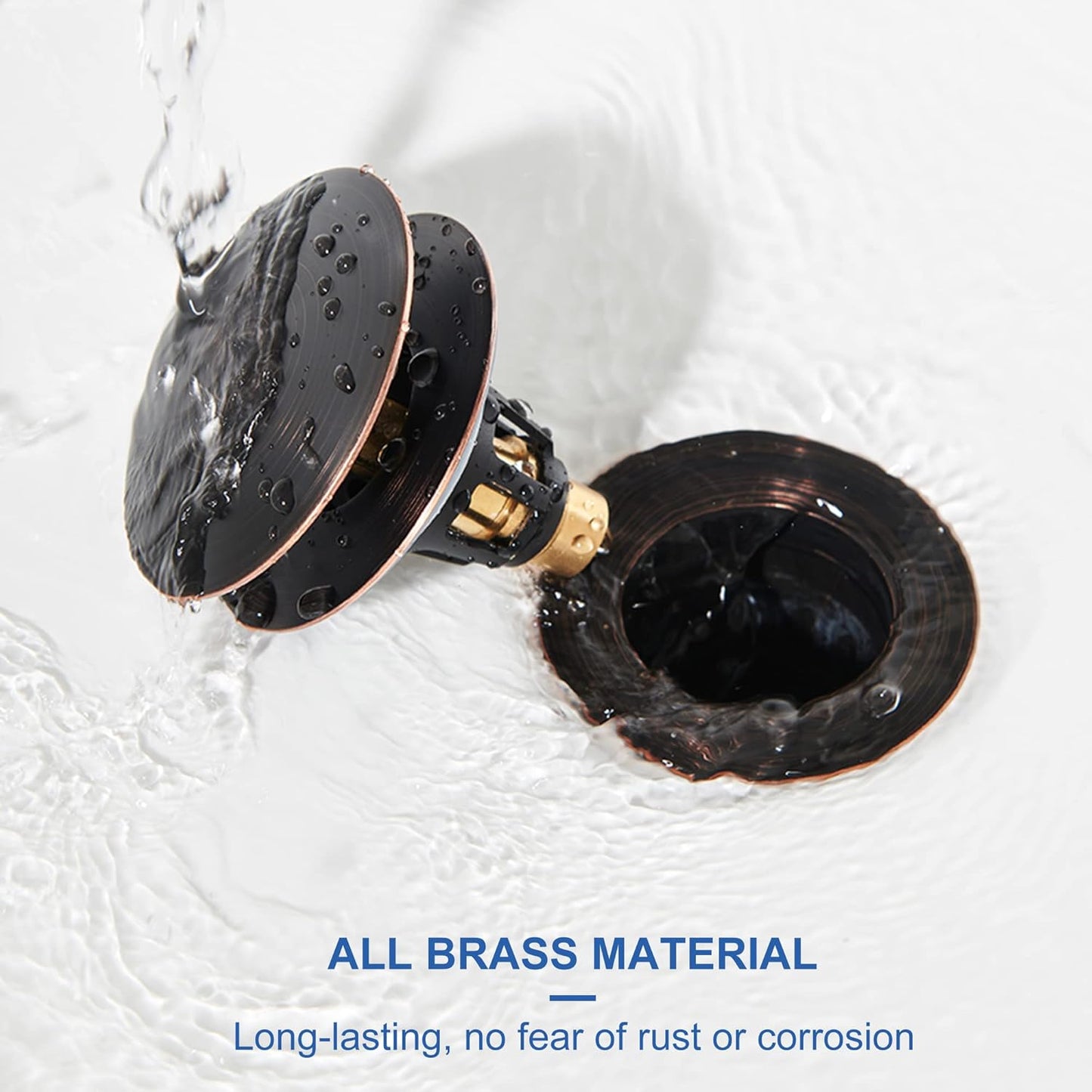 Universal 3-in-1 Bathroom Sink Stopper - Pop Up Sink Drain Stopper, Push Button Sink Drain Stopper Replacement, Wash Basin Drain Filter Plug with Anti-Clogging Strainer, Oil Rubbed Bronze