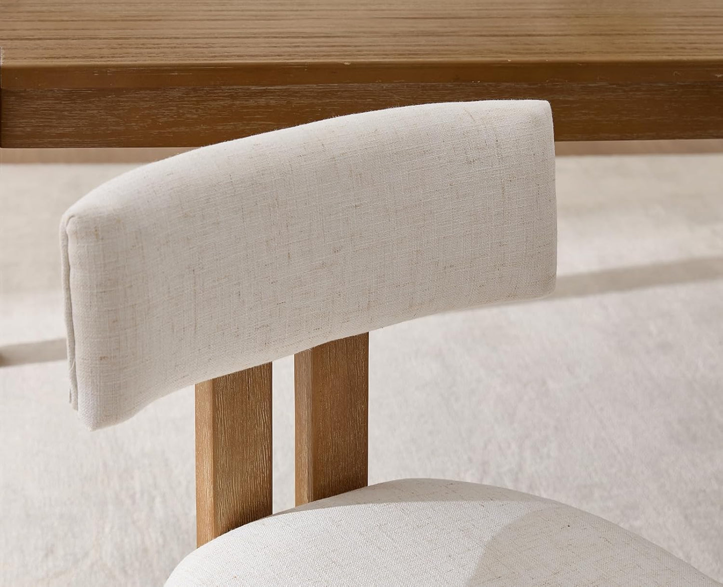 chairus Linen Dining Chairs Set of 4 Modern Farmhouse Kitchen Chairs with Open Low Back Upholstered Wood Side Chairs for Dining Room, Restaurant, Living Room, White