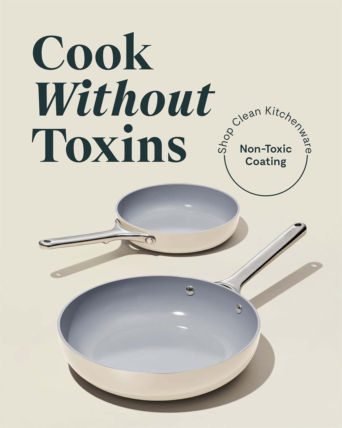 Caraway Fry Pan Duo - Nonstick Ceramic Frying Pan (8" & 10.5”) - Non Toxic, PTFE & PFOA Free - Oven Safe & Compatible with All Stovetops (Gas, Electric & Induction) - Marigold