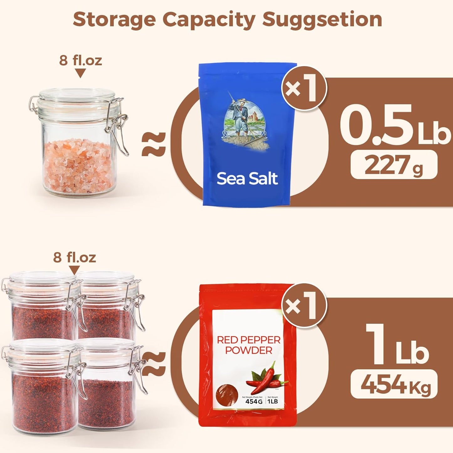 ComSaf 8oz Small Airtight Glass Jars Set of 12 with Lid Food Storage Jar Round, Mini Storage Container with Clear Preserving Seal Wire Clip Fastening for Kitchen Canning, Jam, Spice, Honey, Mason Jars