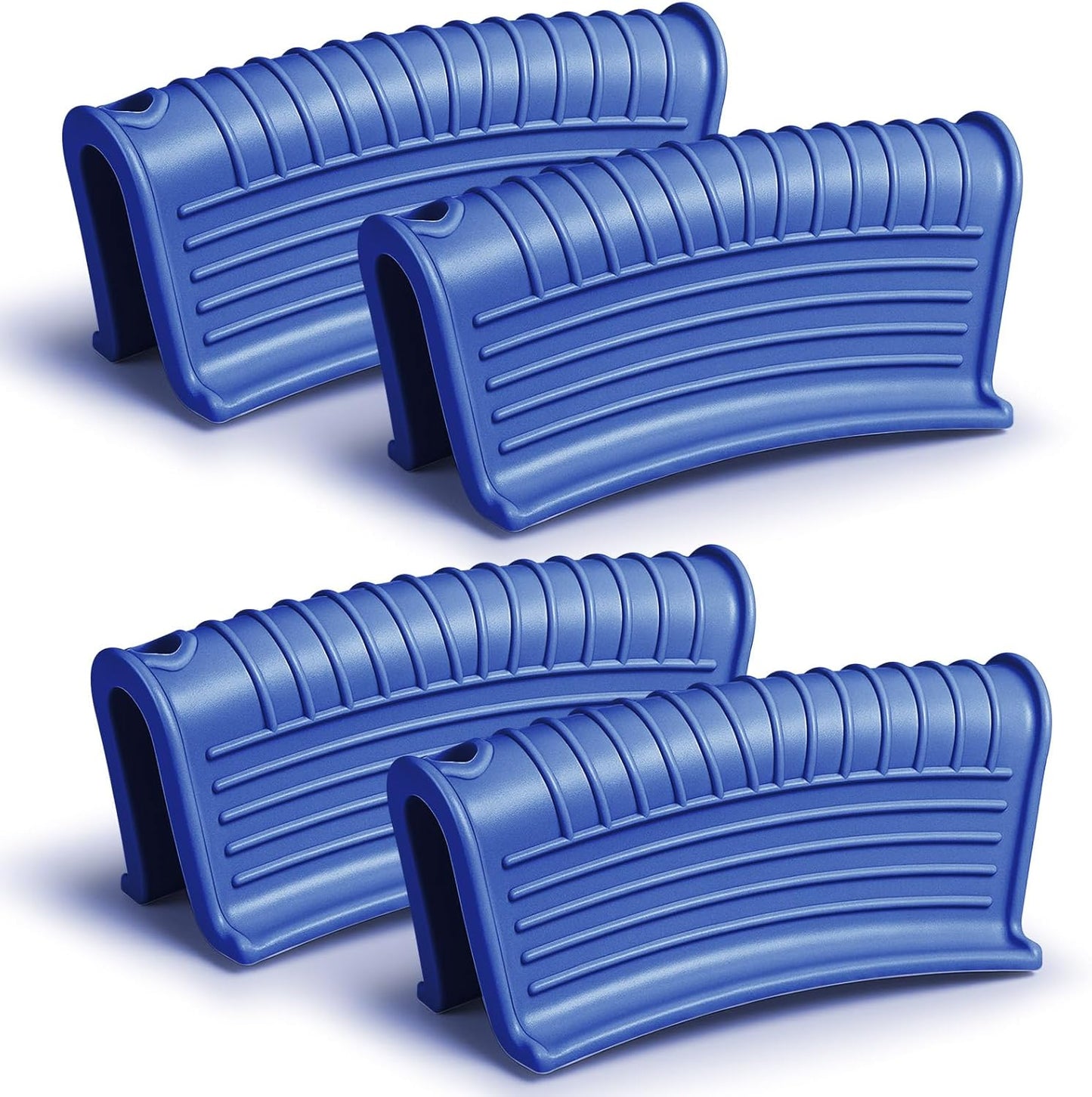 Patelai 4 Pcs Silicone Assist Hot Pan Handle Holder Pot Handle Covers for Cast Iron Skillets Holder Sleeve Nonslip Heat Resistant Pan Cover for Enameled Griddles Casserole Frying Cookware(Blue)