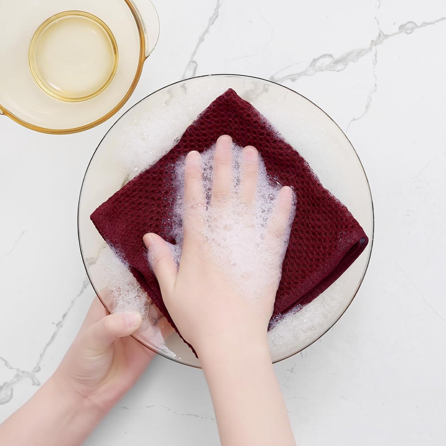 Homaxy 100% Cotton Waffle Weave Kitchen Dish Cloths, Ultra Soft Absorbent Quick Drying Dish Towels, 12 x 12 Inches, 8-Pack, Burgundy