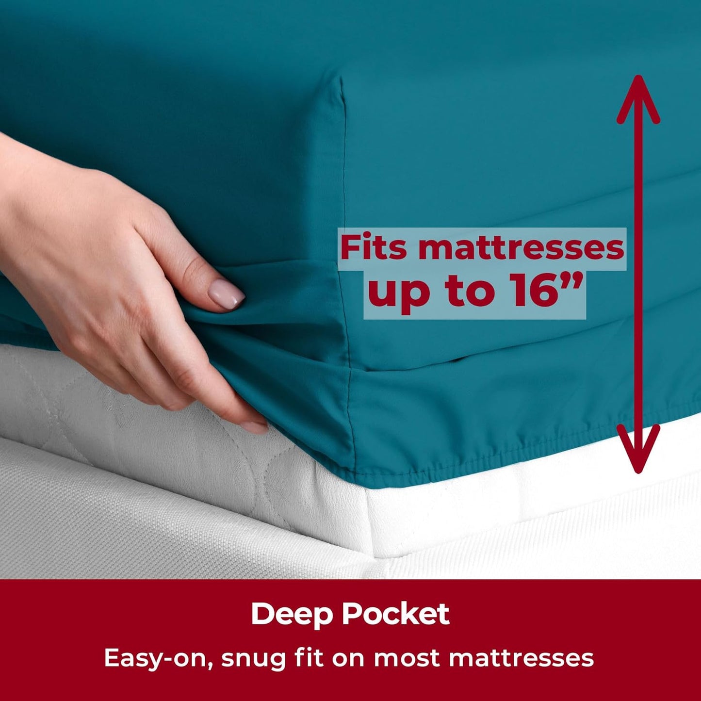 Mellanni Split King Sheets Set - 5 PC Iconic Collection Bedding - Hotel Luxury, Extra Soft, Cooling Bed Sheets - Wrinkle, Fade, Stain Resistant (Split King, Teal)