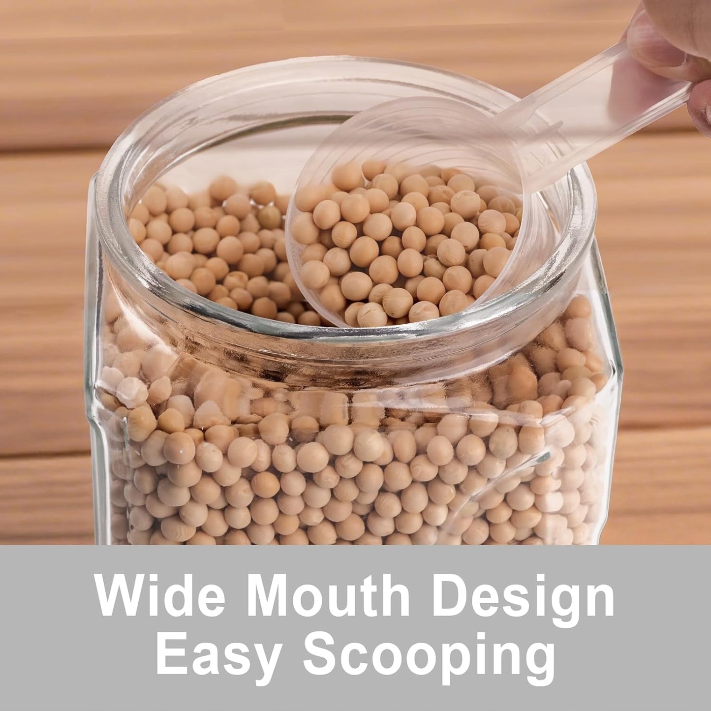 Glass Jars with Lids 64 oz, Airtight Silicone Seal & Non-Slip Design, Large Glass Storage Containers with Lids, Wide-Mouth Storage Containers for Kitchen, Laundry, Pantry & Office, Set of 2