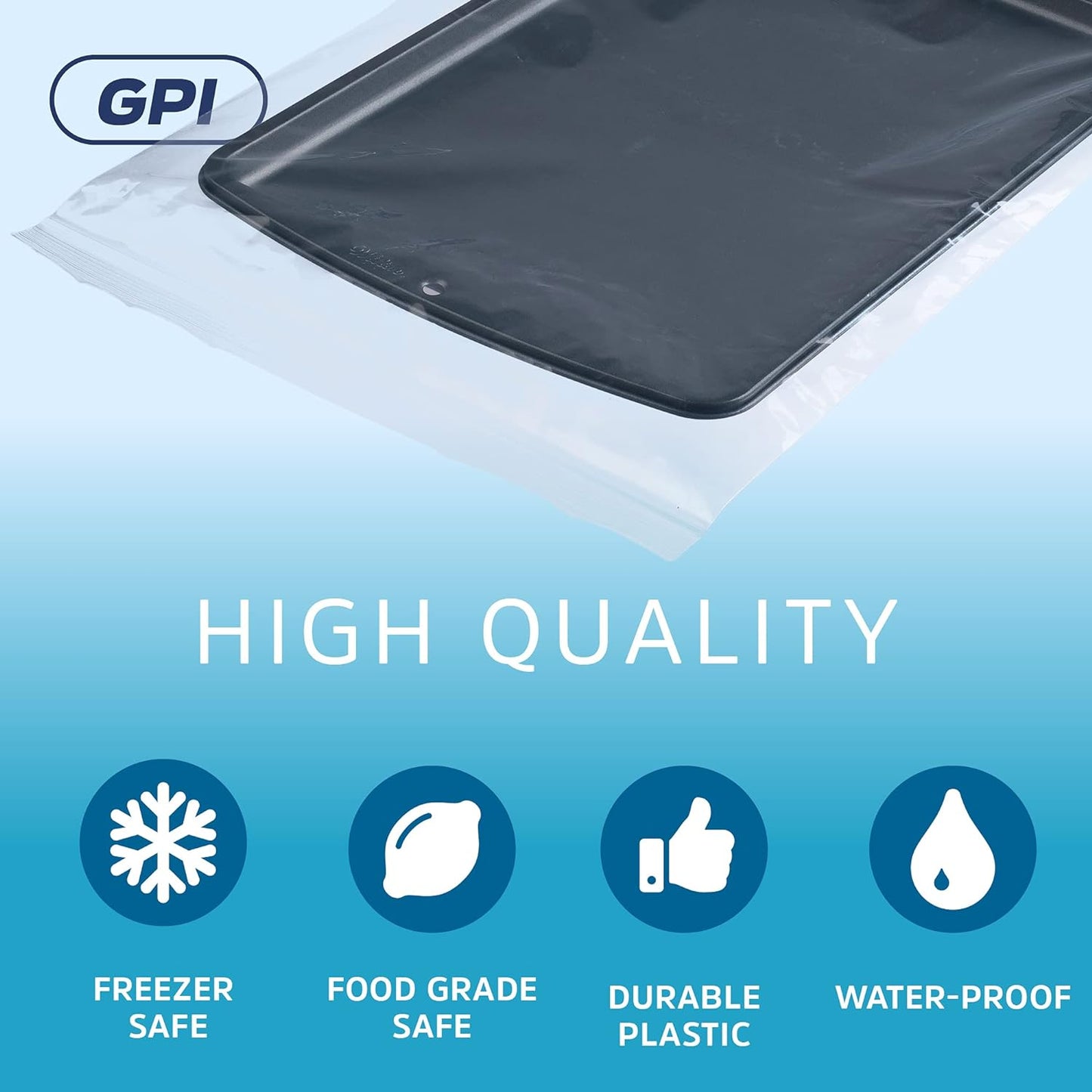 GPI - 13" x 18" - Bulk Pack of 100, 4 Mil Thick, Heavy Duty, Clear Plastic Reclosable Freezer Zip Bags, Strong & Durable Poly Baggies with Resealable Zipper Top Lock.