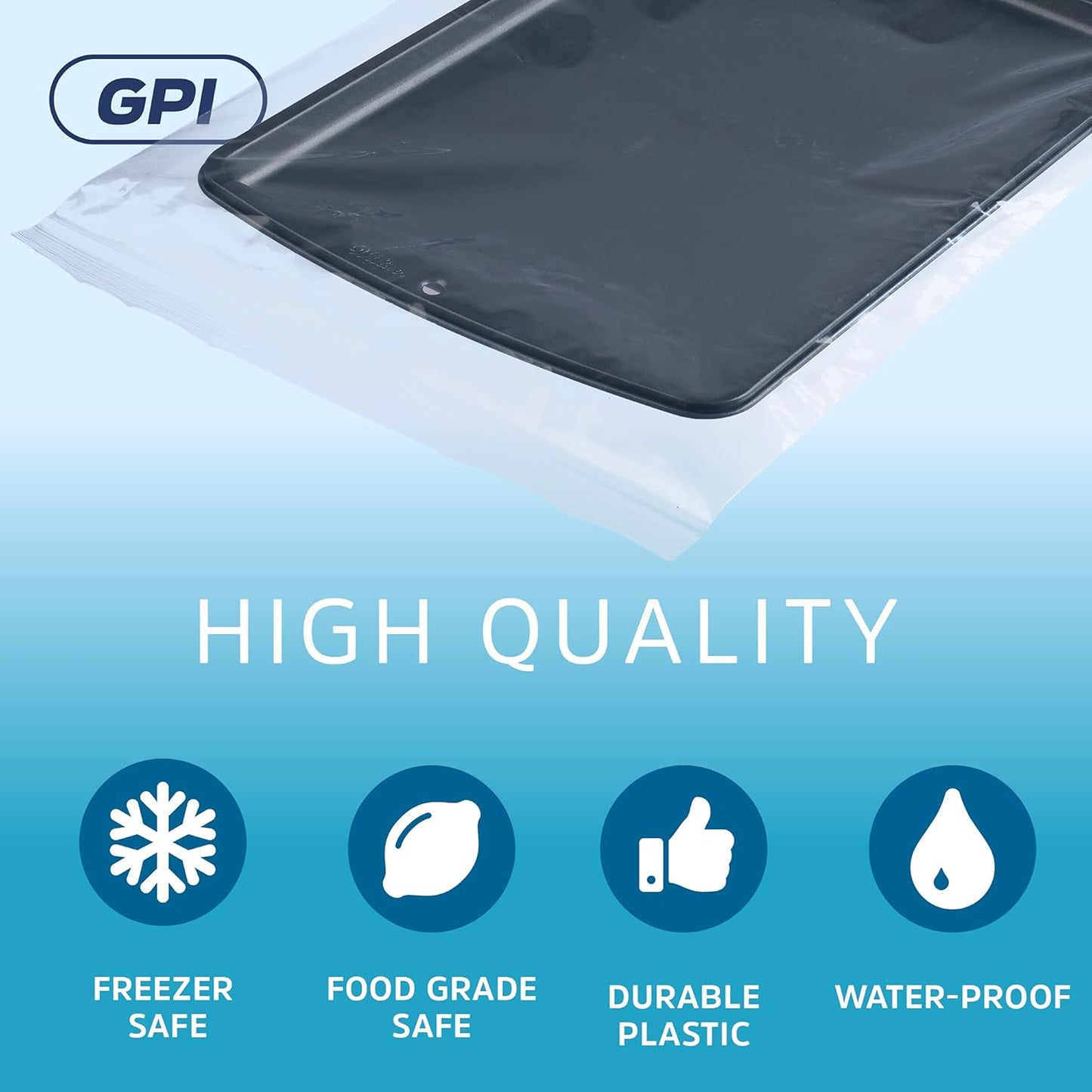 GPI - 13" X 18" Bulk Pack of 500, 4 Mil Thick, Heavy Duty, Clear Plastic Reclosable Freezer Zip Bags, Strong & Durable Poly Baggies with Resealable Zipper Top Lock.