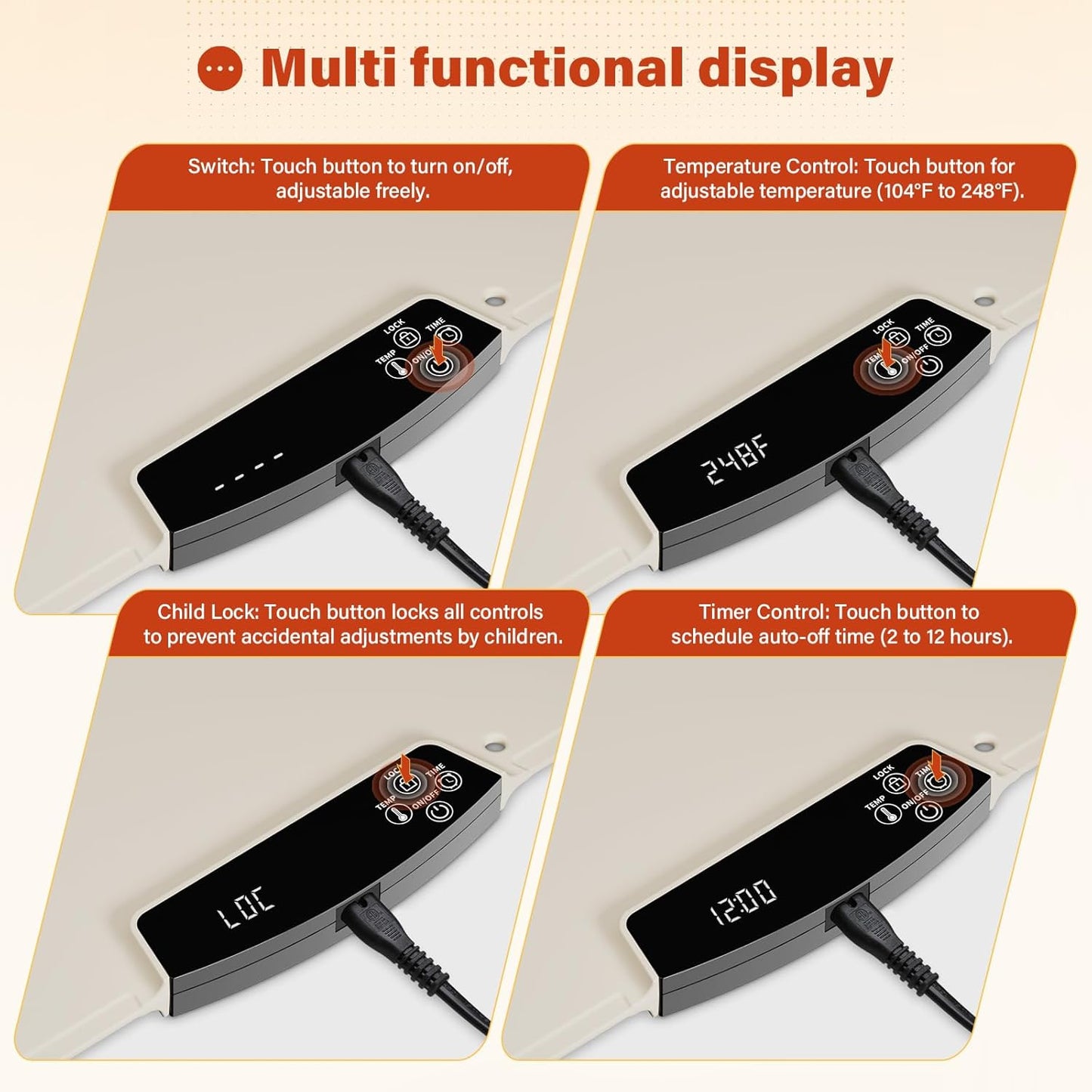 Warming Mat for Food – Silicone Heated Tray with Auto Reheat & Built-in Heating Element – Ideal Food Warmer for Parties, Buffets, Dinner & Gifts for Women