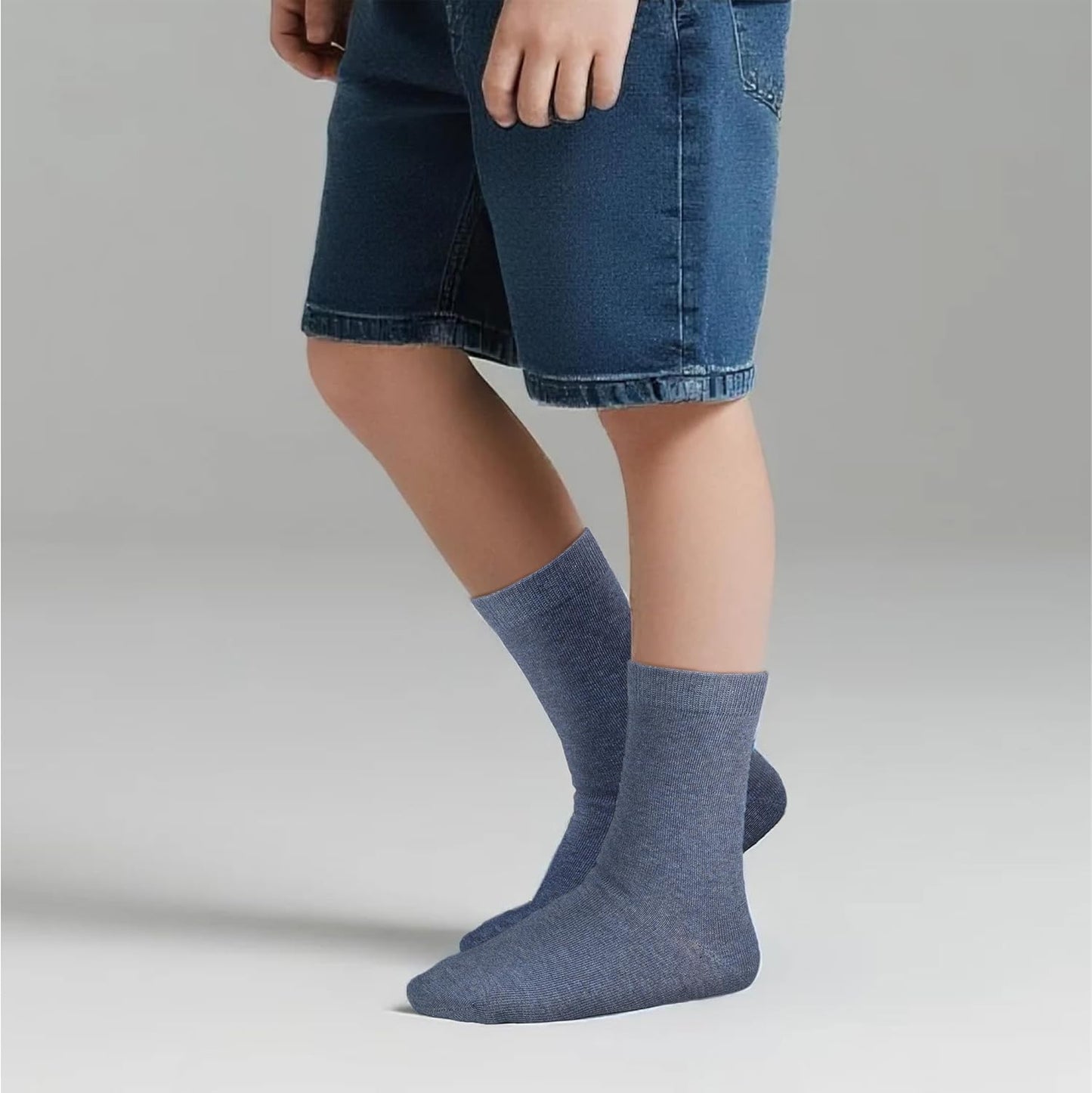 COTTON DAY Unisex Little Kids Youth Boys Girls Soft Cotton Crew Dress Socks Seamless Toe Black White Gray Navy 6 Pack