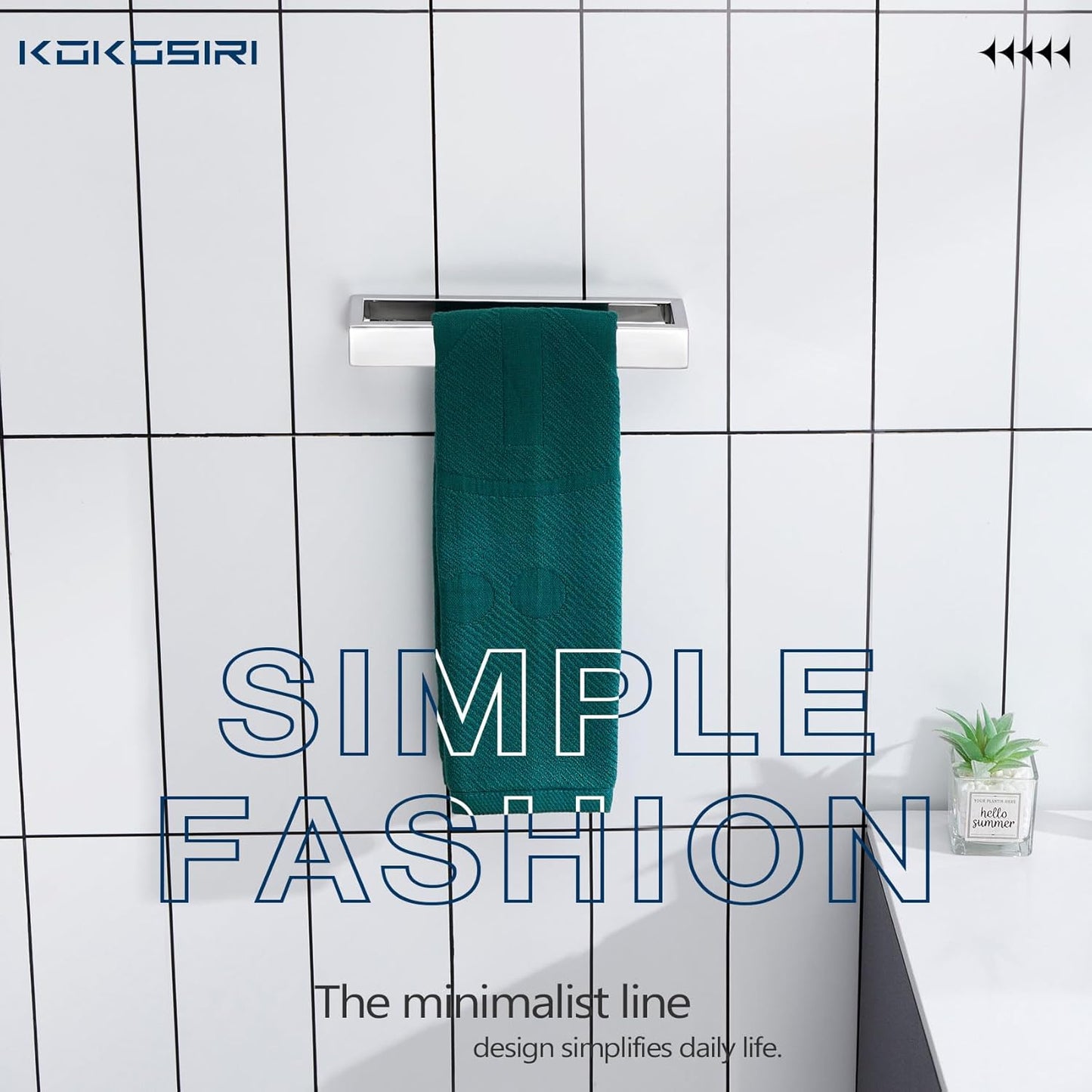 KOKOSIRI Towel Ring Chrome Hand Towel Bars Rack 9-Inch Kitchen Holders Polished Stainless Steel Bathroom Hardware Wall Mounted, 2 Pack B4008CH-L9-P2