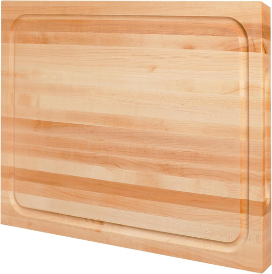 CONSDAN Wood Cutting Board for Kitchen, USA Grown Hardwood, 16 x 12, Hard Maple with Invisible Inner Handle, Prefinished with Food-Grade Oil, Suitable for Kitchen Edge Grain, 1-1/2" Thick