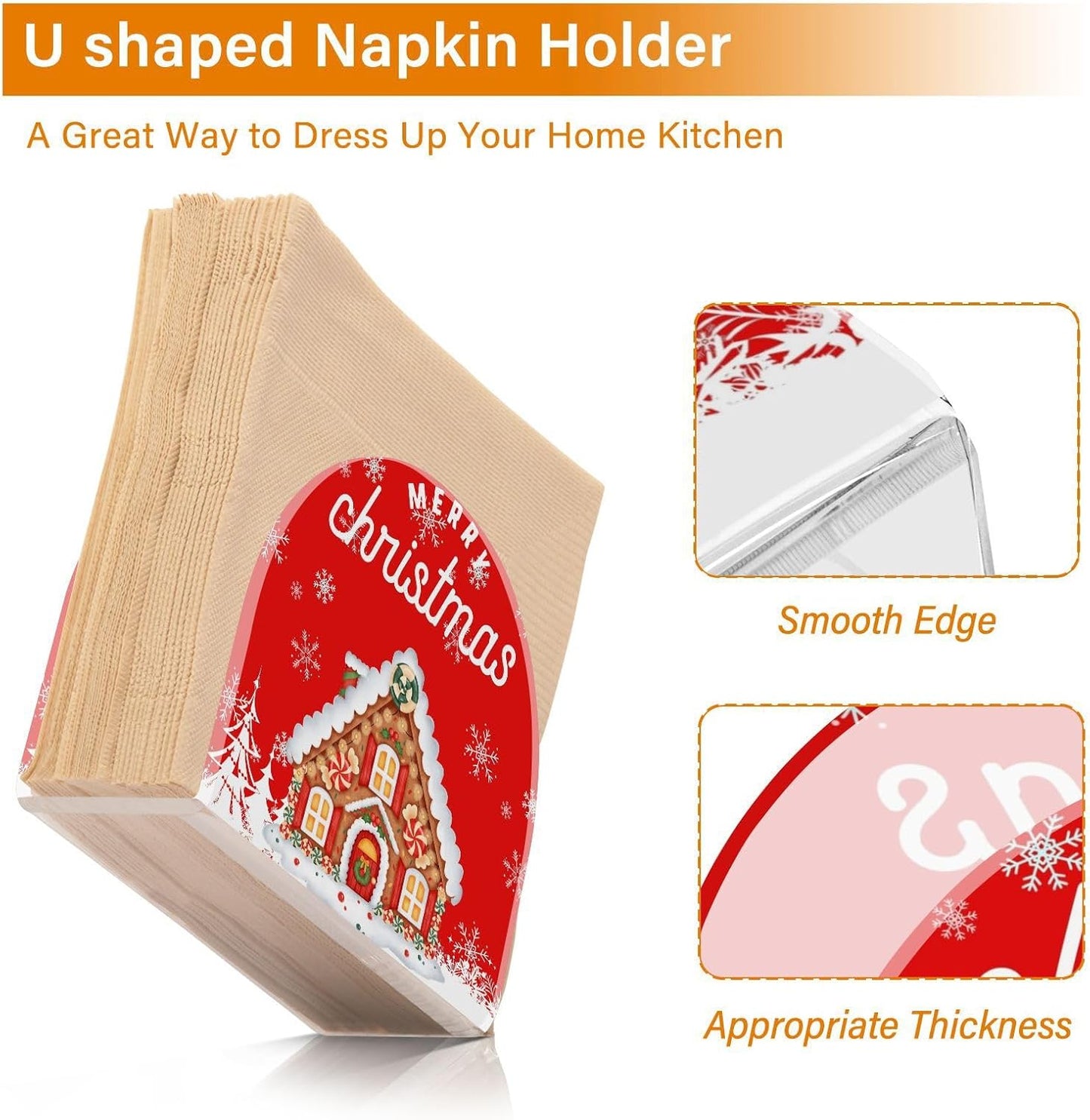 Christmas Cake House Napkin Holder for Table Paper Napkins Holder Acrylic Tissue Dispenser Kitchen Dining Room Bathroom Party Car Decor