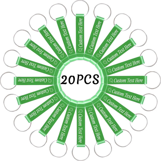 20PCS Personalized Bottle Opener Keychain Bulk Custom Beer Bottle Opener with Logo Text Engraved Wedding Bottle Opener Favors Customized Gifts for Guests Baby Shower Birthday Party-Green