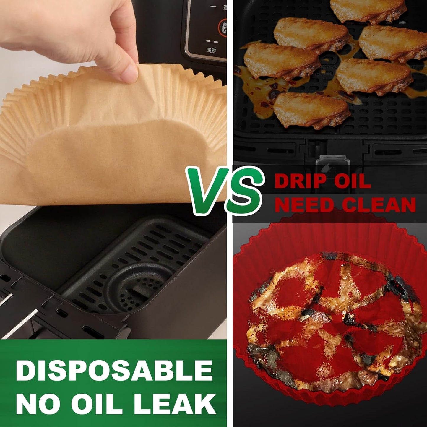 125Pcs Large Air Fryer Liners Disposable Compatible with Chefman XL 8-Qt Family Air Fryer, 9inch Square