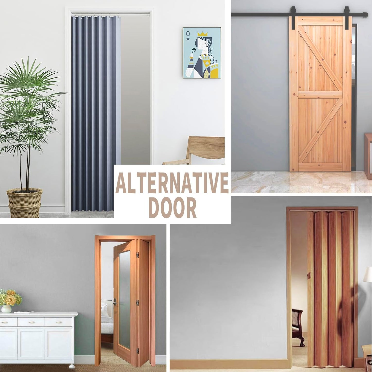 Vatge Accordian Style Door Curtains for Bedroom, and Closet Without Door, Room Divider Curtain for Living Room/Bathroom/Bedroom, 1 Panel with Tieback, W39 x L78, Blue