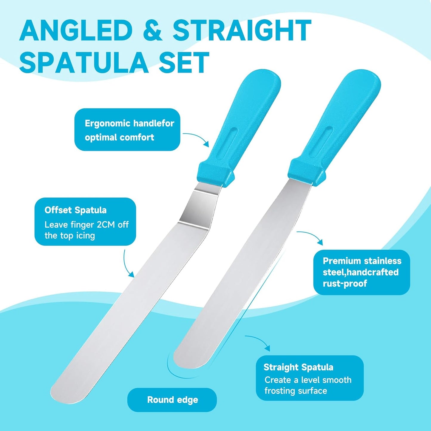 Cake Decorating Kit,137pcs Cake Decorating Supplies with Cake Turntable for Decorating,Pastry Piping Bag,Russian Piping Tips Baking Tools, Cake Baking Supplies for Beginners(Blue)