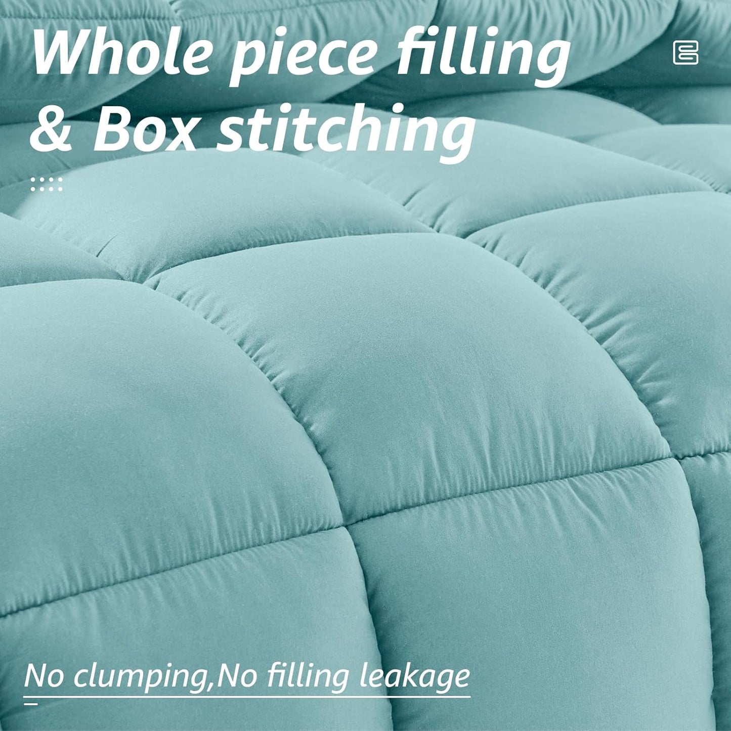 HYLEORY All Season Twin Size Bed Comforter - Cooling Down Alternative Quilted Duvet Insert with Corner Tabs - Winter Warm - Machine Washable - Turquoise