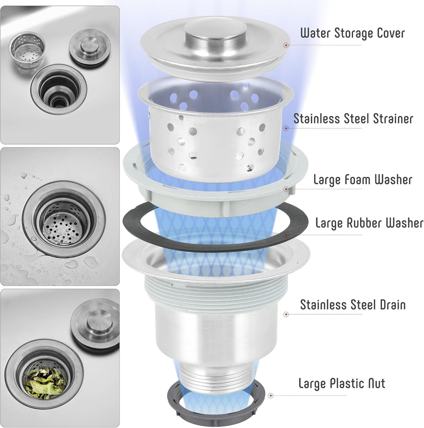 35” Outdoor Grill Cart with Sink, Outdoor Kitchen Sink Station with Hose Hook Up, Free Standing Sink with Wheels, Stainless Steel Sink with Single Bowl, Outdoor Utility Sink with Faucet