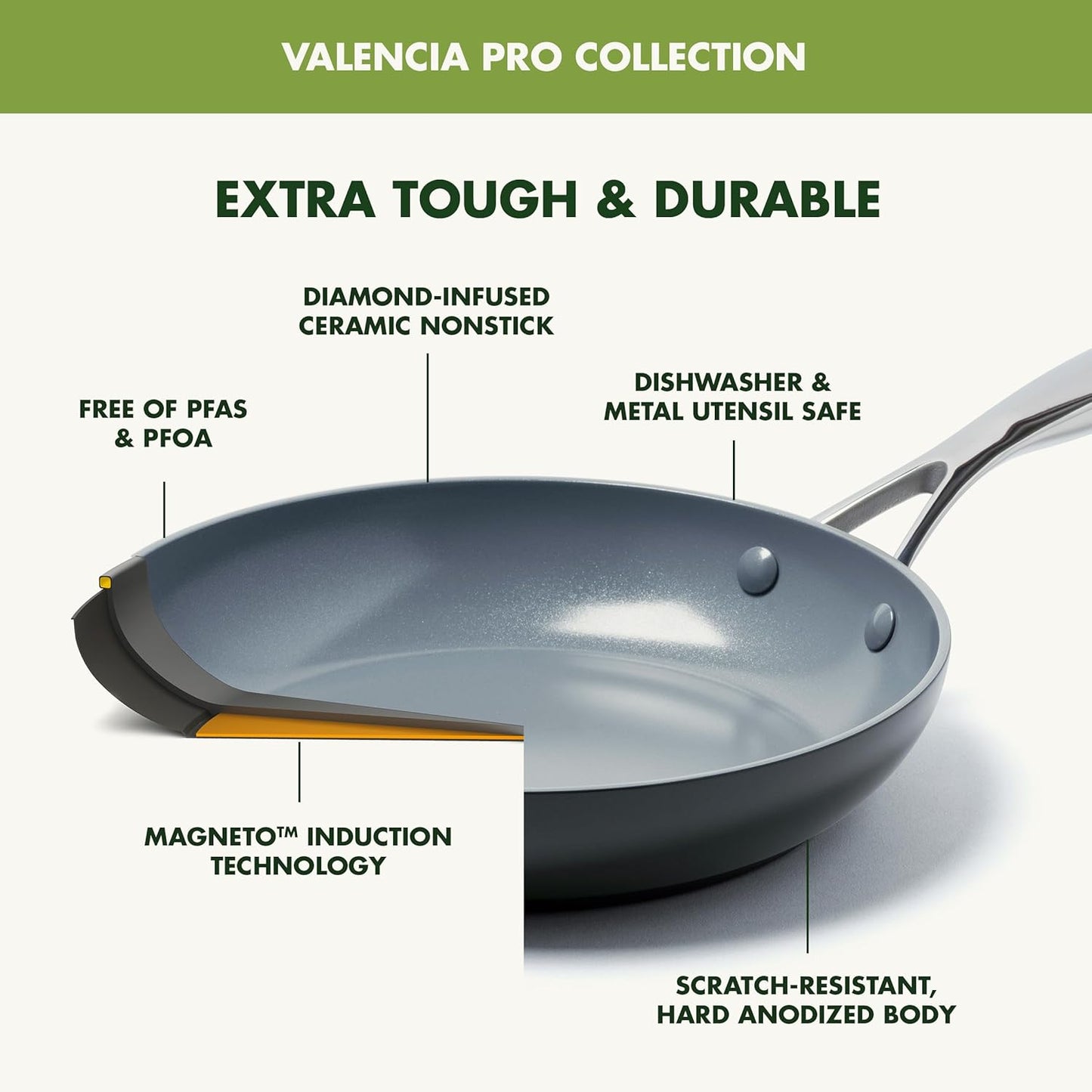 GreenPan Valencia Pro Hard Anodized Healthy Ceramic Nonstick 11" Griddle Pan, PFAS-Free, Induction, Dishwasher Safe, Oven Safe, Gray