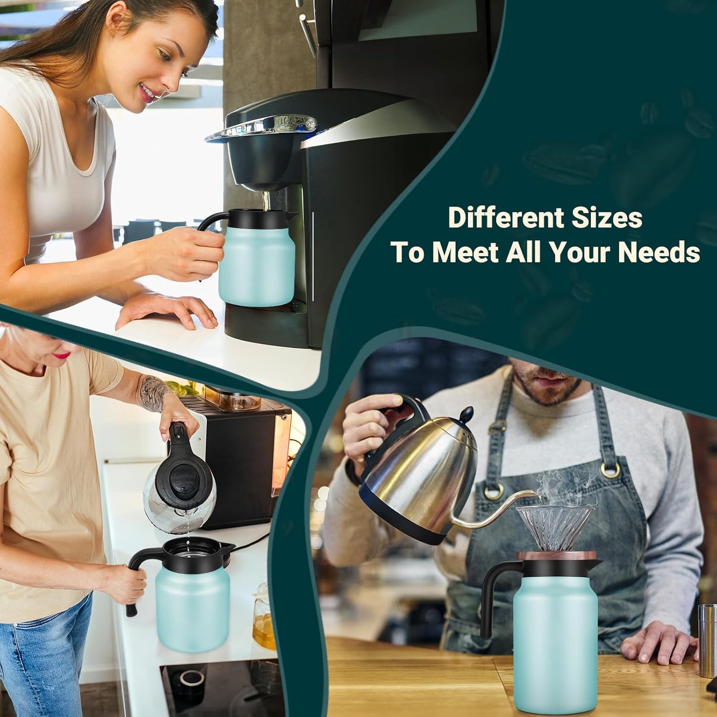 51Oz Thermal Coffee Carafes For Keeping Hot/Cold, Stainless Steel Coffee Carafe, Dustproof Insulated Water Carafe for Party/Home,Blue