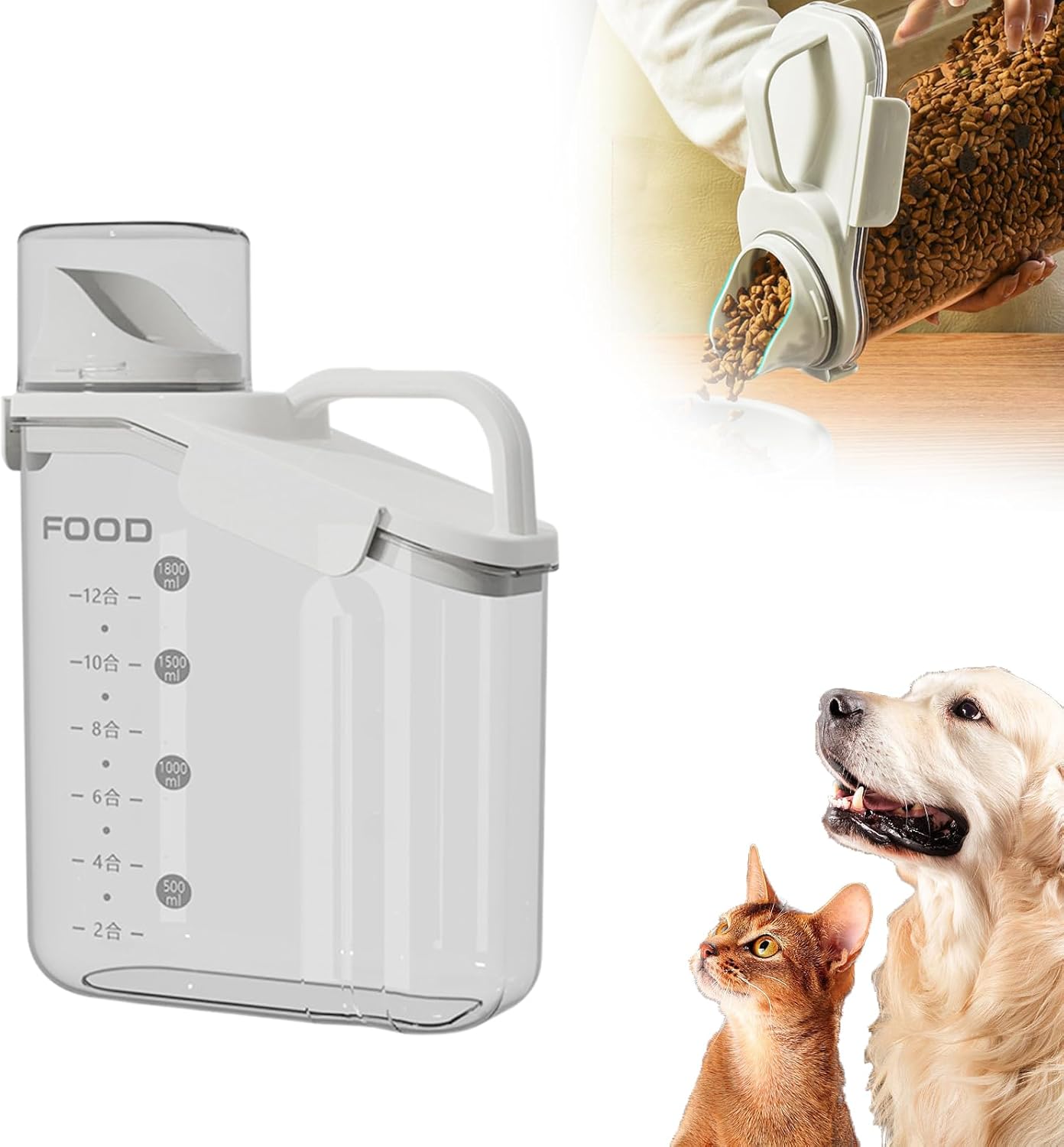 Clear Airtight Food Storage Containers, Transparent Cereal Dry Food Storage with Pouring Spout, for Flour, Sugar and Cereal (68oz white)