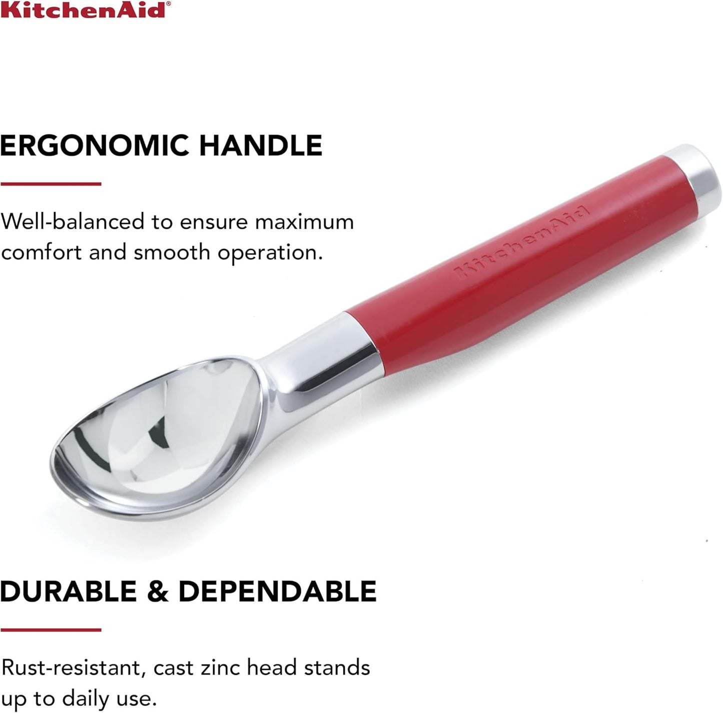 KitchenAid Classic Ice Cream Scoop, 8.6 inches, Empire Red