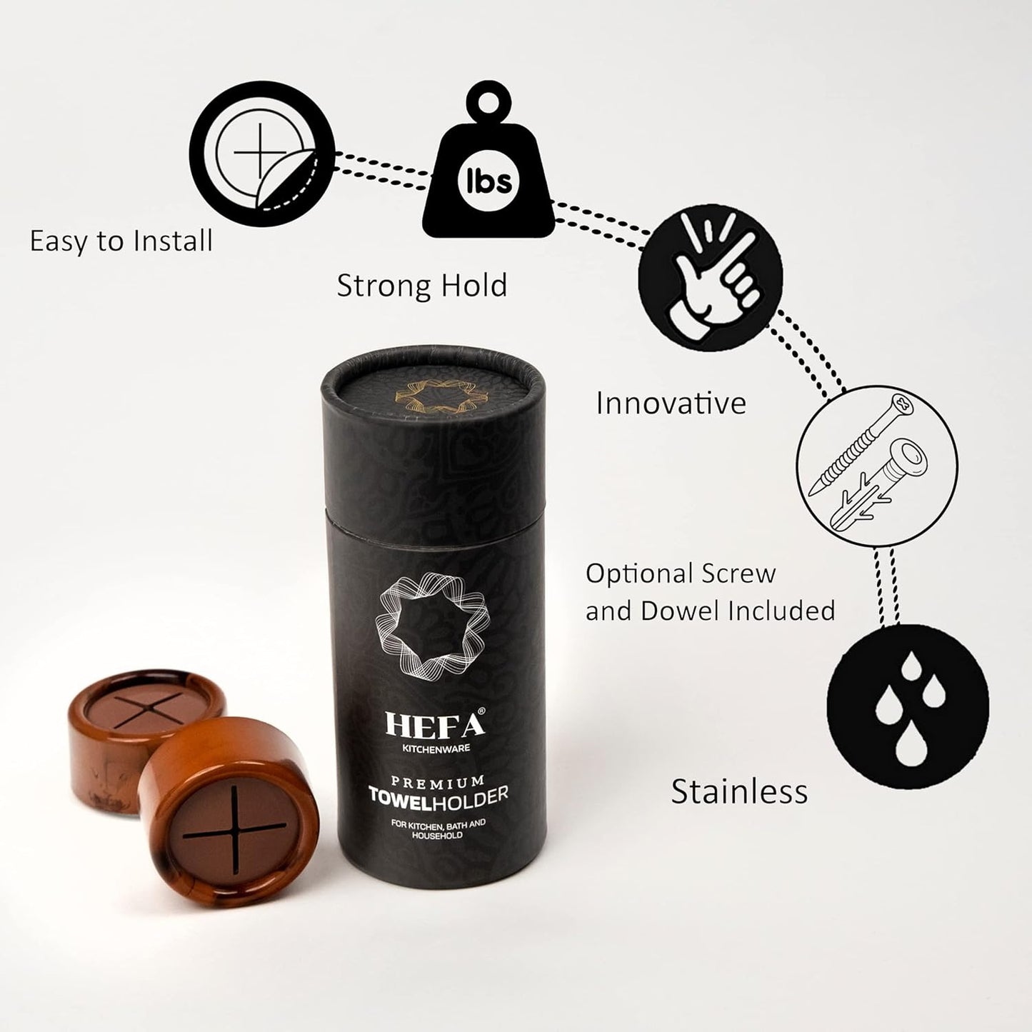 HEFA Towel Holder, Towel Hooks, Dish Towel Holder, Kitchen Organization, Bathroom Accesories, Kitchen Towel Hook, Kitchen Towel Holder, Christmas Gift, Kitchen Gadgets 4 Pack