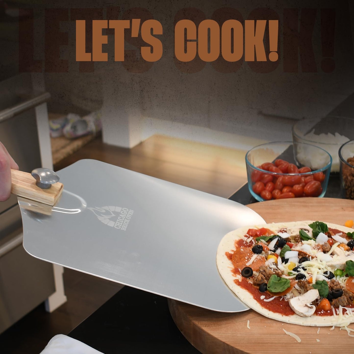 Aluminum Pizza Peel 12" x 14" with Foldable Wooden Handle, 25" Long Turning Spatula, Pizza Paddle, Pizza Spatula Paddle, Aluminum Metal Pizza Peel 12 Inch, Pizza Accessories