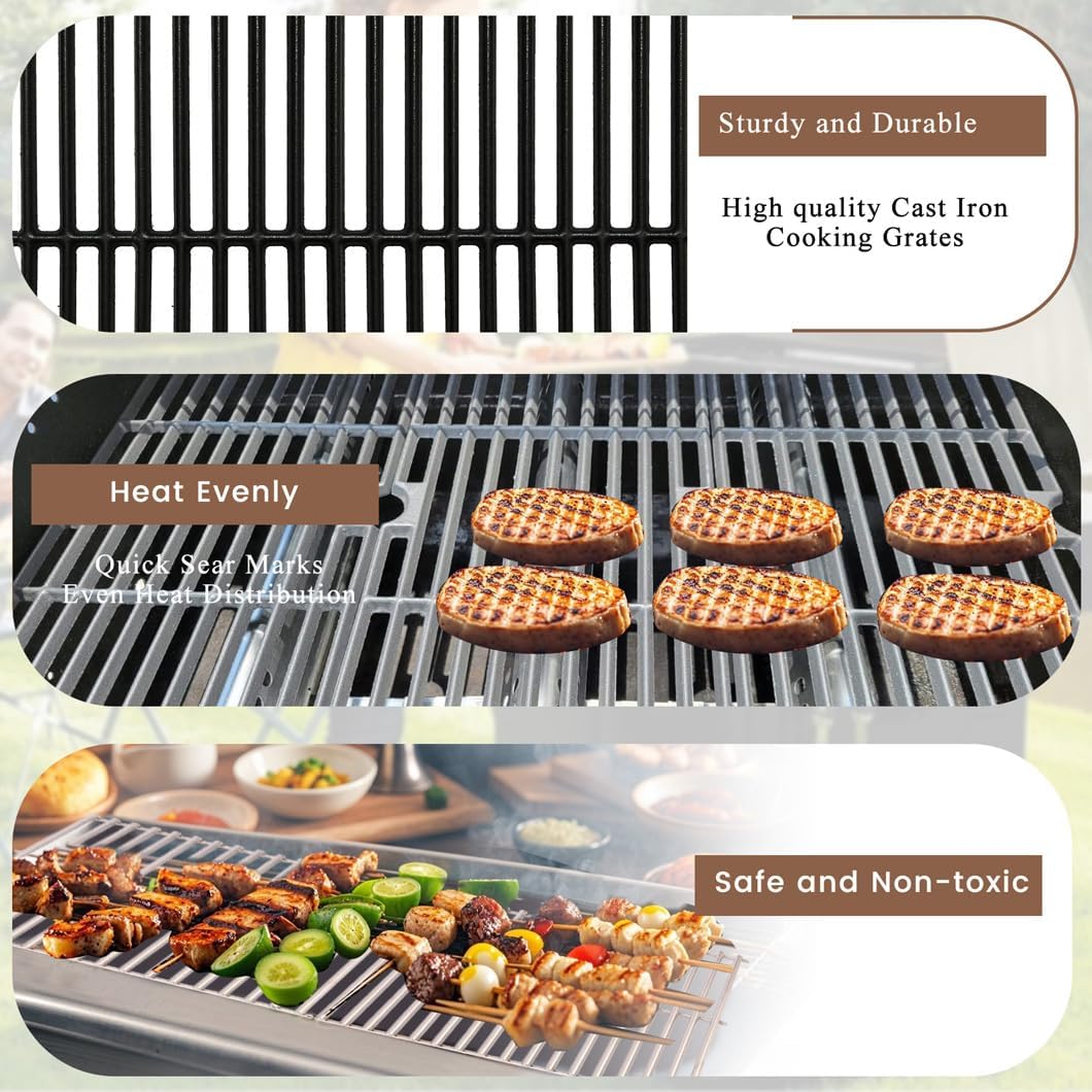 CF876C (3-Pack) 16 7/8" Cast Iron Cooking Grid for Charbroil 463441312, 463432215 463461613 463436214 463436215 463441514 463440109 463436213 463420508