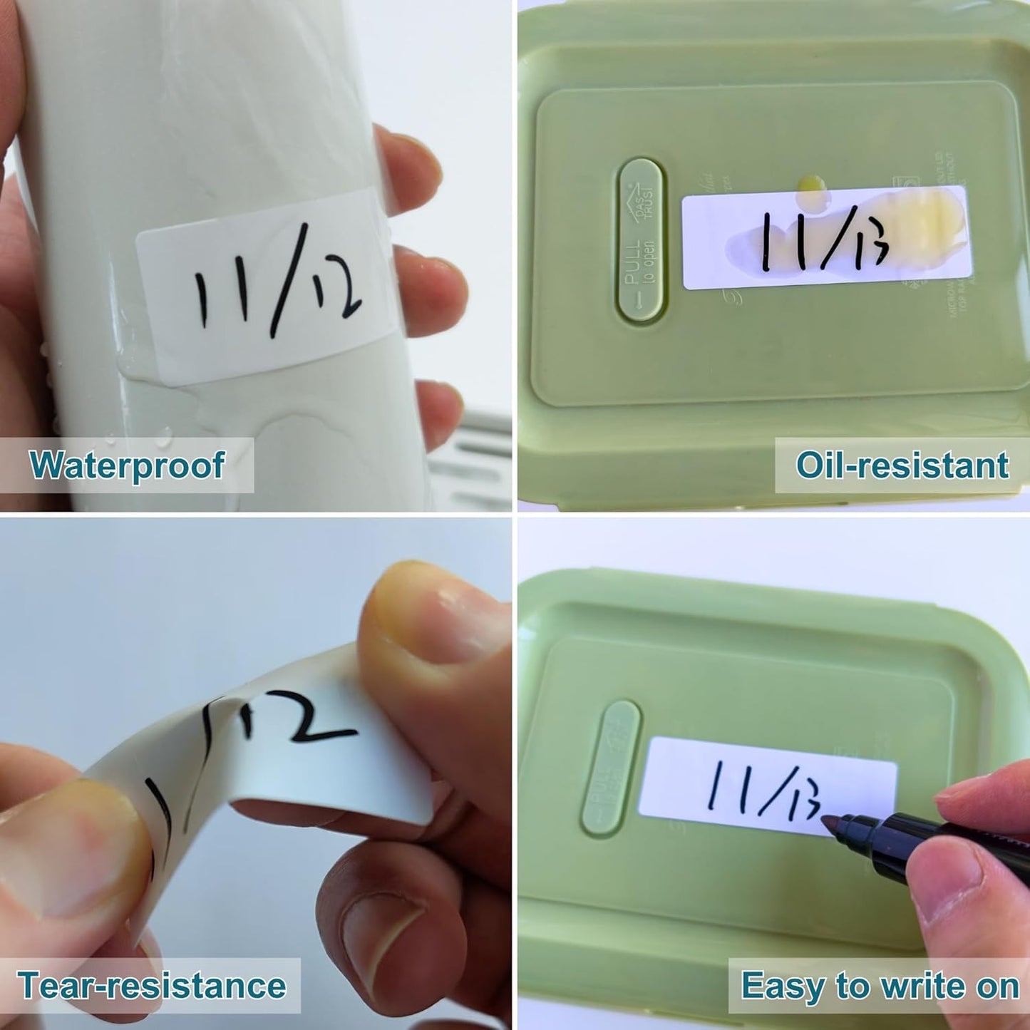 CATIFLIN 600 Blank Removable Freezer Label Stickers, 1”x3” Waterproof Adhesive Paper Tags with Perforation, Easy to Write & Peel for Food Jars, Bottles, Containers, Refrigerator, Storage