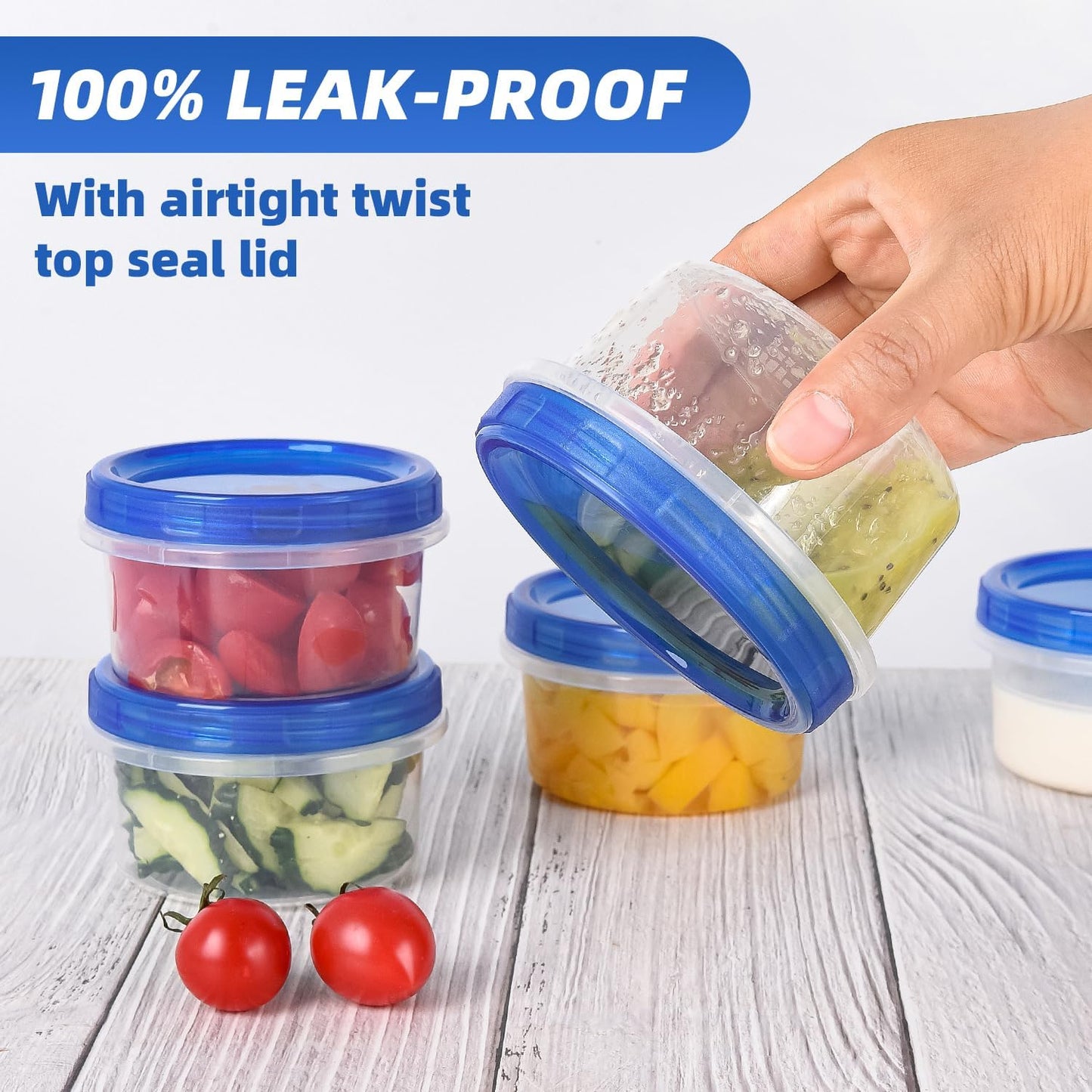 Freezer Storage Containers, [12 Pack-8 oz] Ultra Thick Freezer Containers with Leakproof Twist Top Lids, Heavy Duty BPA Free Stackable Meal Prep Bowls Great for Portion Control