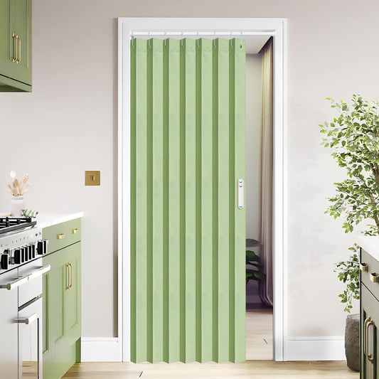 Vatge Closet Curtain for Open Closet - Green Door Curtains for Doorways Accordion Style Door Curtains for Doorway and Folding Closet Door Cover,1 Panel with Tieback, W39 x L78, Green
