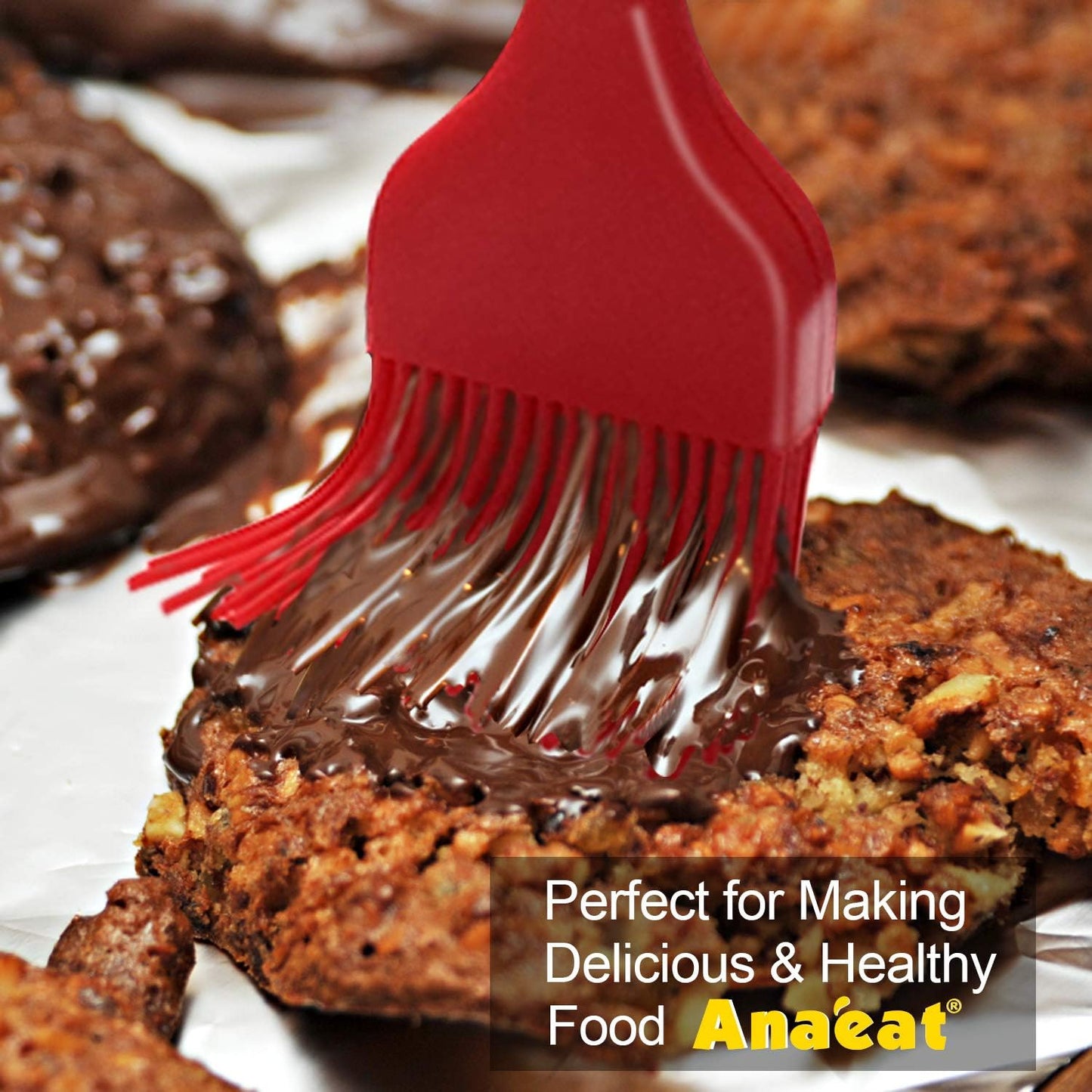 Anaeat High Heat Resistant Silicone Basting Pastry Brush Set of 2- Hygienic One-Pieces Design Spread Oil Butter for BBQ Grill Barbecue Baking Kitchen Cooking - BPA Free & Dishwasher Safe (10"+8.2")