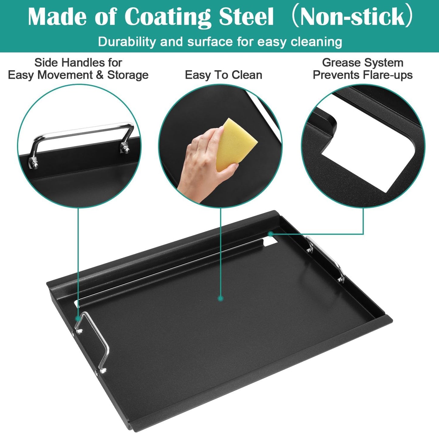 Full Size Griddle Inserts for Char-Broil Performance 4 Burner Series, Flat Top Griddle for Charbroil 463347017 463377017 463376018P2 463376117 463377117 Grill, Replace for G470-0002-W1 G470-0003-W1