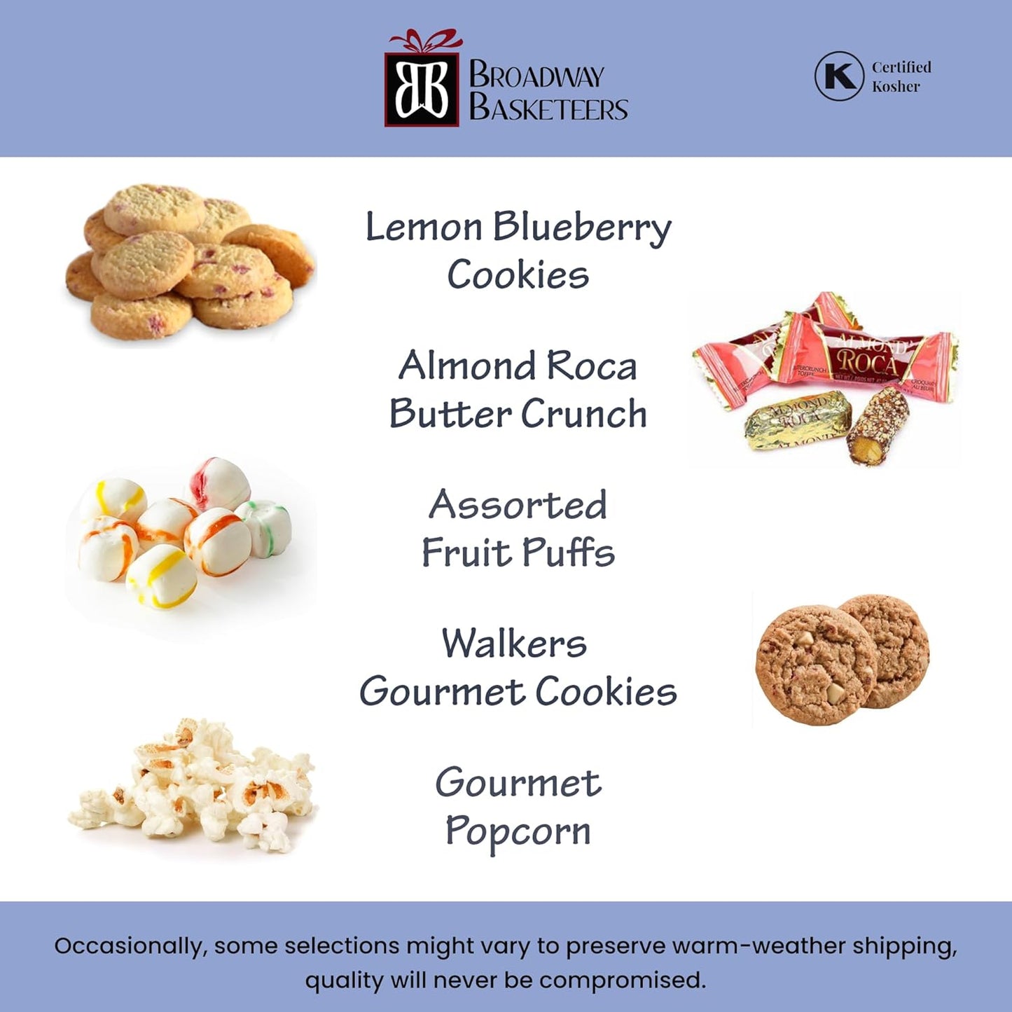 Broadway Basketeers Food Gift Basket Tower Snack Gifts for Women, Men, Families, College, Delivery for Holidays, Appreciation, Thank You, Corporate, Get Well Soon Care Package