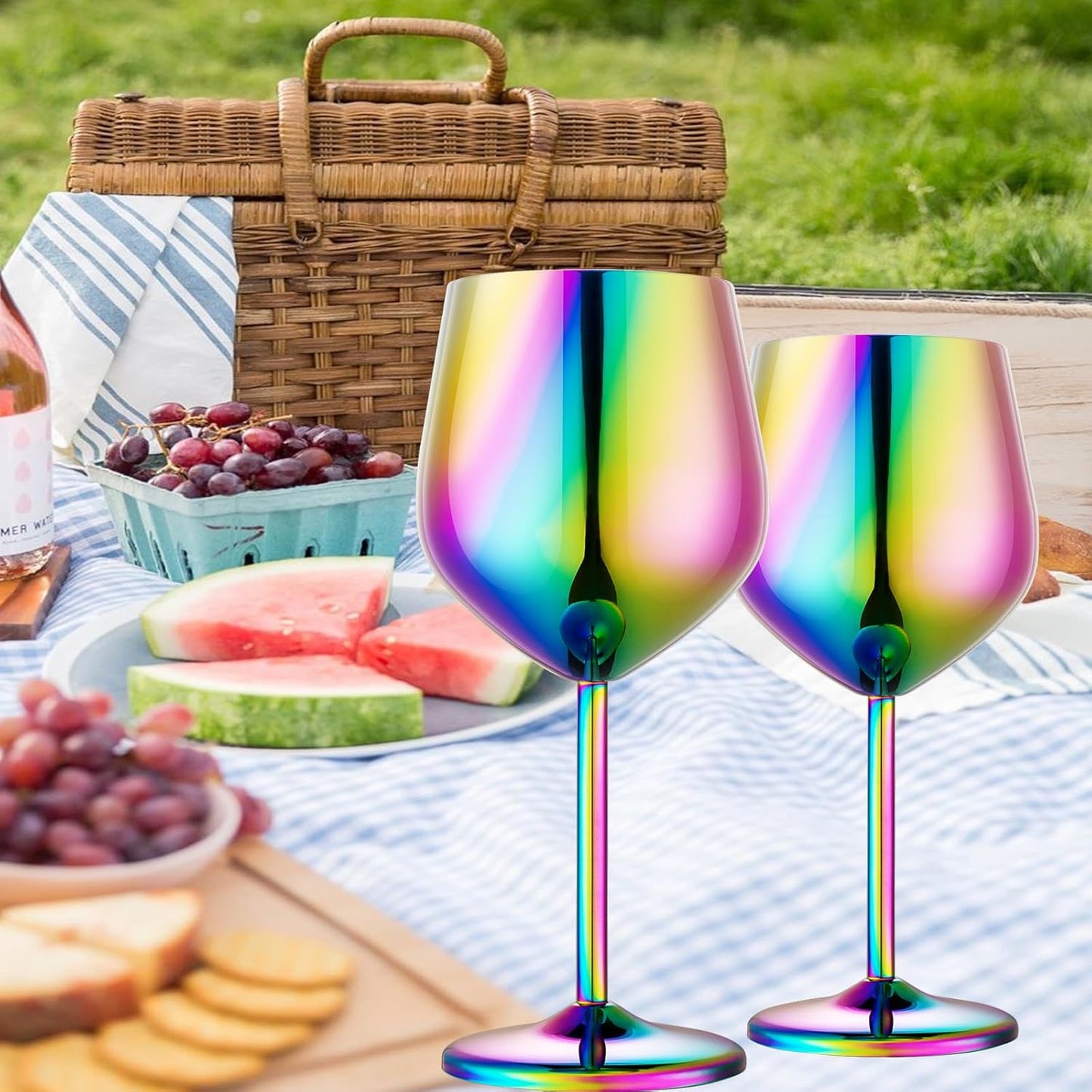 Stainless Steel Wine Glasses Set of 4 Unbreakable Colorful Wine Glass 18 oz Unique Metal Wine Goblets for Outdoor, Travel, Camping, Pool, Ideal Gift for Wine Lovers