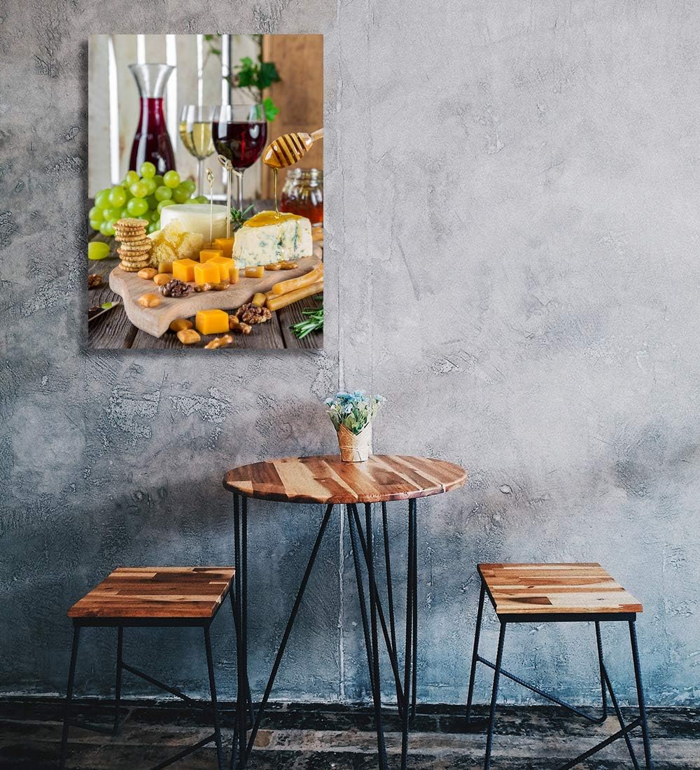 Looife Cajun Kitchen Wall Art, 12x18 inch Boho Kitchen Canvas Wall Decor - Modern Art Deco Print with Wine & Food Motif, Ready to Hang for Dining Room & Bar