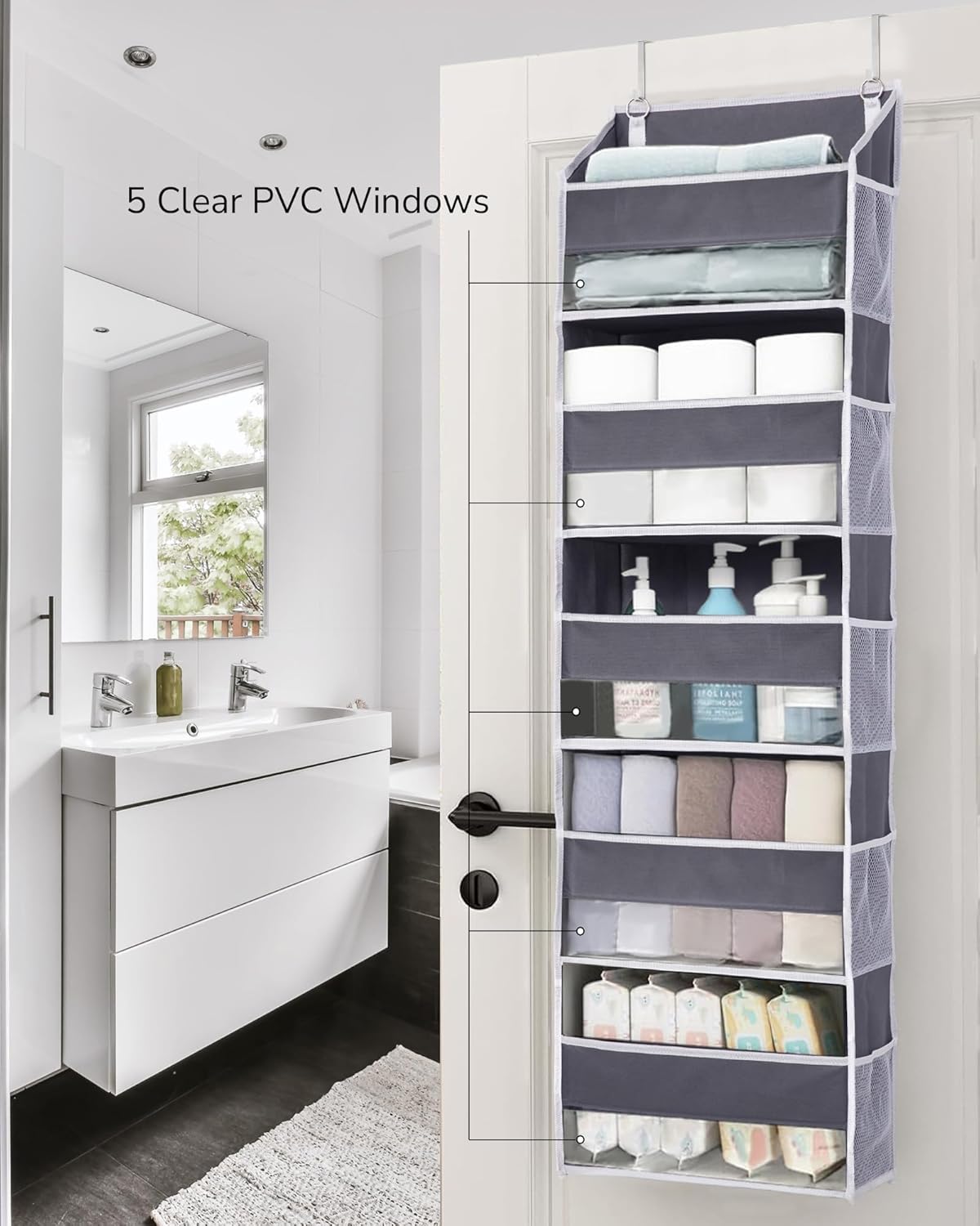 ULG 2 Pack 5-Tier Over The Door Organizer Dark Gray