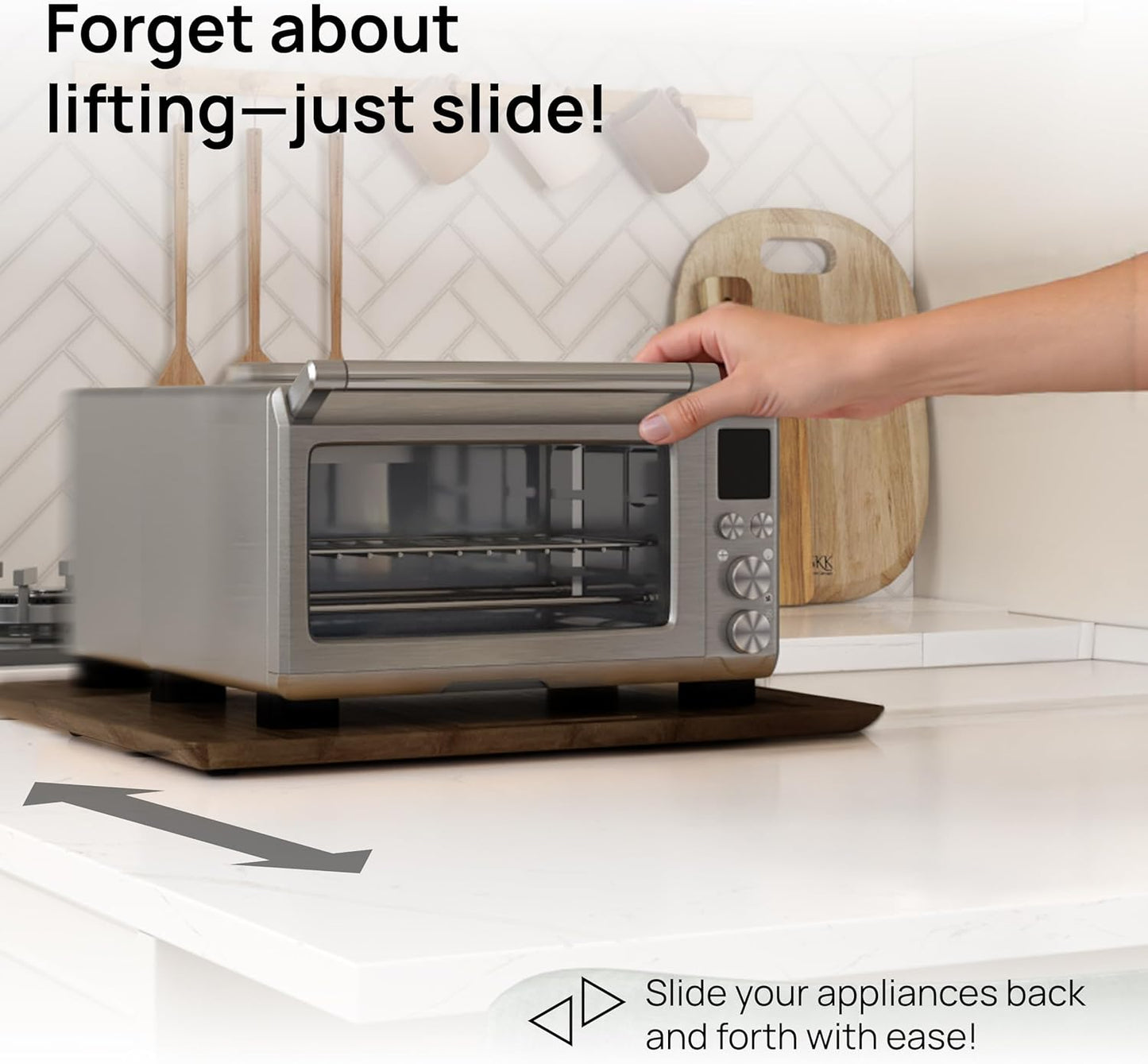 Ibyx Elegant Sliding Tray for Your Coffee Maker & Heavy Kitchen Appliances - Sturdy, Slides Easily from Under The Cabinet (Brown, 21" W x 15" D)