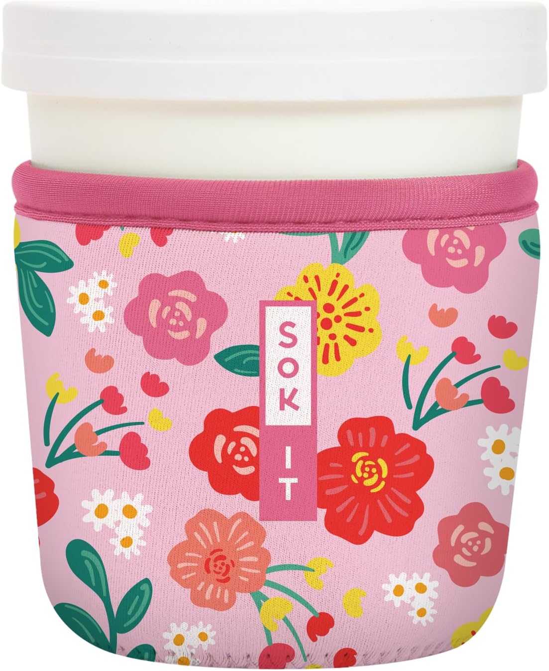 Sok It IceCreamSok Insulated Neoprene Cover (Bloom Your Way, Tapered Ice Cream Pints)