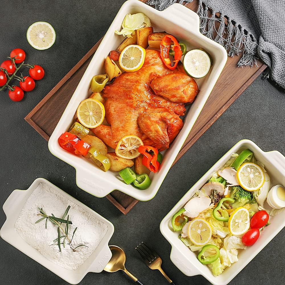 Sweejar Ceramic Bakeware Set, Rectangular Baking Dish for Oven Lasagna Pans for Cooking, Kitchen, Cake Dinner, Banquet and Daily Use, 11.8 x 7.8 x 2.76 Inches of Casserole Dishes (Gradient Blue)