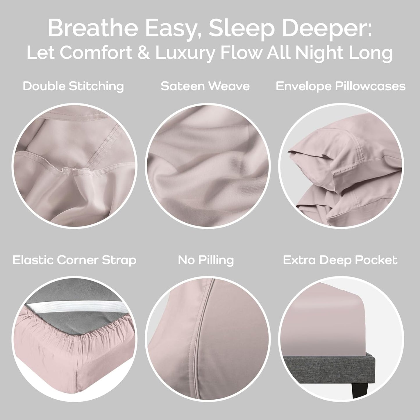 100% Viscose from Bamboo Sheets Queen Size, Super Soft Bedding Set, 4PC Cooling Sheets for Hot Sleepers, Vegan Silk Moisture Wicking, Organically Grown Bedsheet, Blush - 60" x 80"