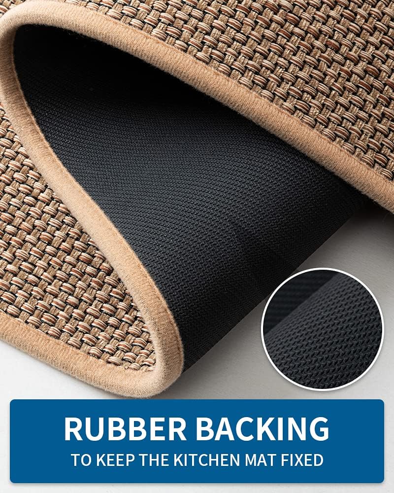 Kitchen Rugs and Mats Non Skid Washable, Absorbent Runner Rugs for Kitchen, Front of Sink, Kitchen Mats for Floor (Beige, 16"x24")