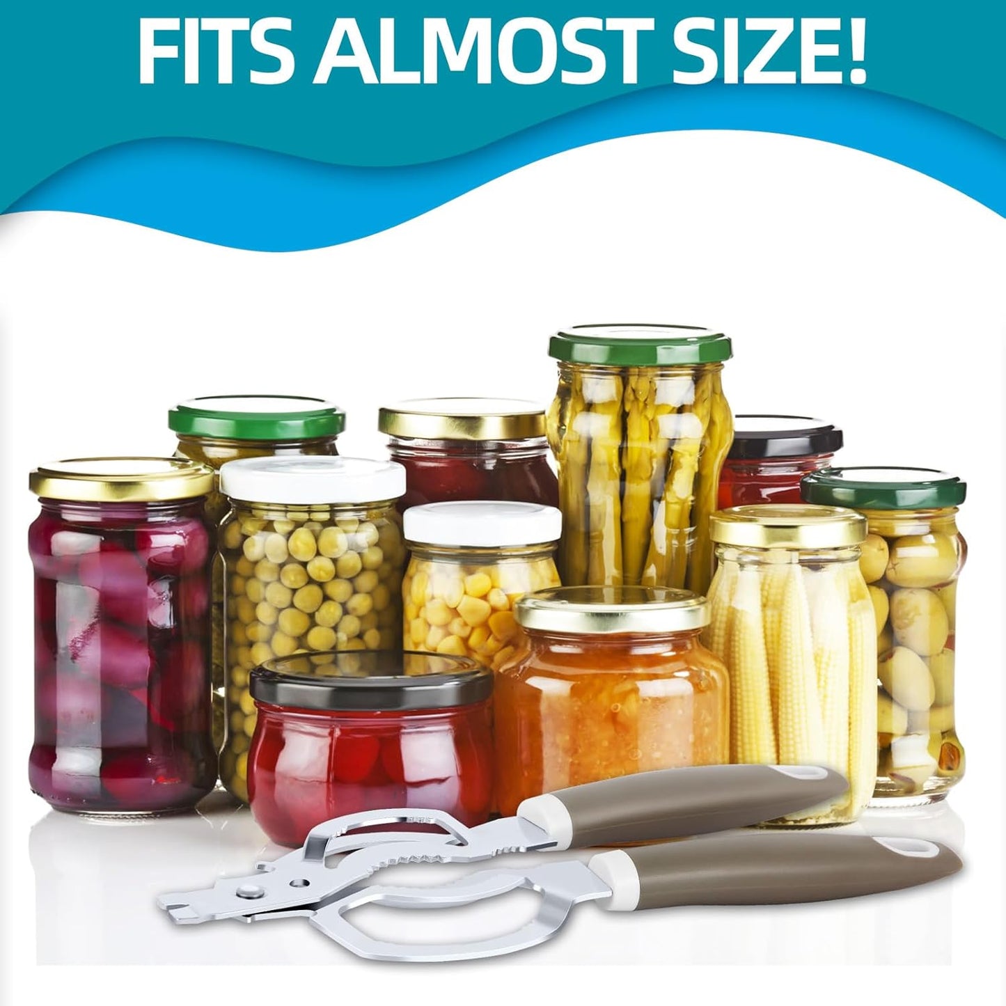 Jar Opener, Multifunctional Jar Openers for Seniors, Stainless Steel Jar Lid Opener, Easy Twist Bottle Opener for Seniors with Arthritis