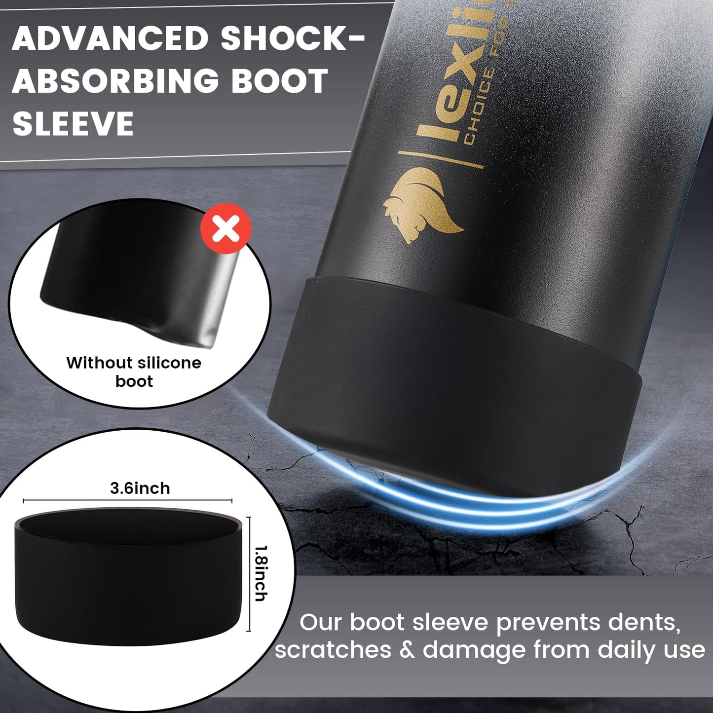 Lexlion 32 Oz Triple Walled Insulated Stainless Steel Fruit Infuser Water Bottle, Leakproof, 3 Lids, Infuser, Silicone Sleeve