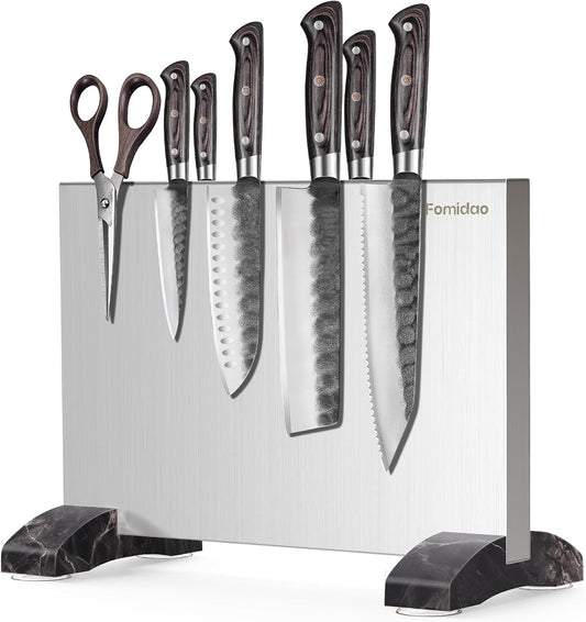 Magnetic Knife Block,Stainless Steel Magnetic Knife Holder Stand for Kitchen Counter,Strong Double Sided Magnet Knife Storage Rack