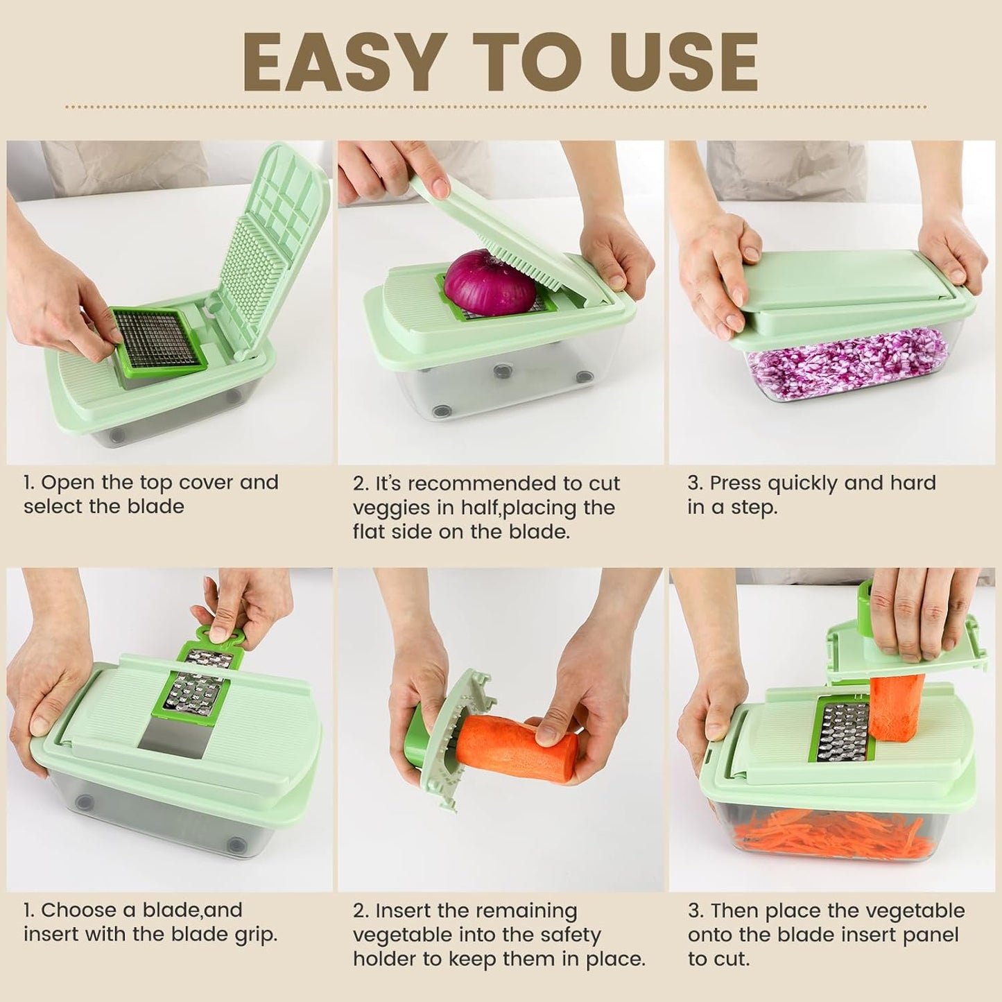 Vegetable Chopper with 8 Blades - Onion Chopper 16-in-1 with Container, Kitchen Vegetable Spiralizer Kitchen Gadgets - Home Essentials - Accessories