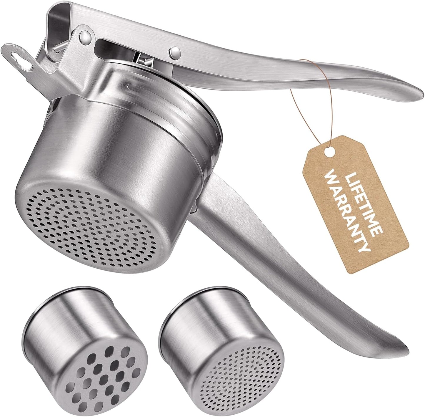 Potato Ricer, Sopito Upgraded Stainless Steel Potato Masher with 2 Interchangeable Cups Heavy Duty Kitchen Tool